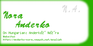 nora anderko business card